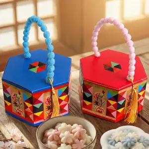 폼폼 손잡이 떡상자 어린이집 유치원 명절 단체 떡포장 상자