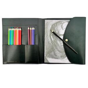 [미국배송] 연필꽂이가 있는 이노유믈린 스케치북 커버 아티스트 가죽 커버 아티스 선물 드로잉북 및 필통 드로잉을 위한 아트북(5.5인치 X 8.5인치 스케치북용)