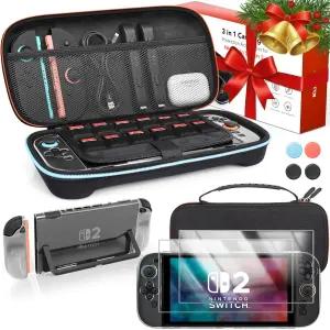 쿠젝트 스위치 2 휴대용 케이스 스크린 프로텍터 악세사리 번들 - 2개 도킹 가능한 보호 쉘 인체공학적