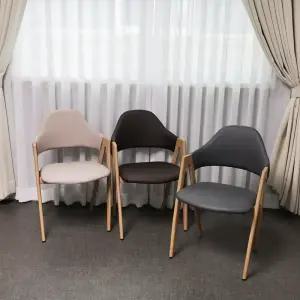 포네라 비올렛 목재무늬 패브릭 철재 카페 인테리어 식탁의자