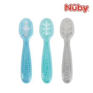실리콘 자기주도 3스텝 이유식 스푼  그린 블루 그레이)