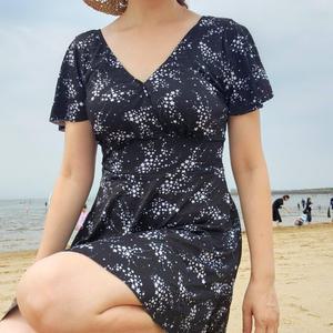 체형커버 호텔수영장 반팔 비치 원피스 엄마 수영복