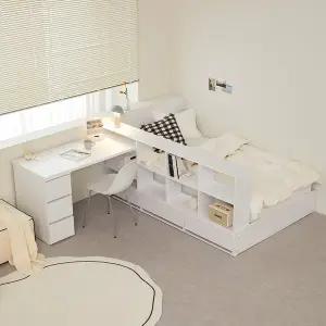 [파로마] 큐브A 책장형 수납침대 SS+책상 인디파워독립매트 (착불)