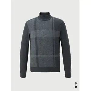 [인디안]인디안 울 체크패턴 하프넥 니트MITBH3W9301