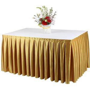 5m 골드 공단 특대형 행사 테이블보 주름 스커트 커버 전시용 연회장 파티용