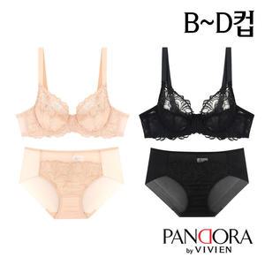 [판도라by비비안]B/C/D컵 시스루 올레이스 홑겹 와이어브라팬티2종(PB7165)75B-90D