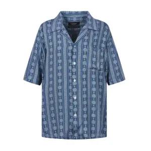 남성 빈티지 플로럴 오픈카라 셔츠_블루