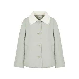 [크로커다일레이디]니트카라 포근한 라이트카키 패딩_CLDWPD101