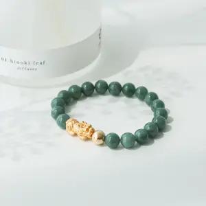 AAA 천연석 다크옥 금볼 골드비휴팔찌 8미리 옥팔찌 재물운 금전운