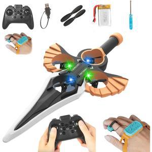 RC 플라잉 소드 2 4G 2채널 무선 조종 4축 전투기 핸드 웨이브/컨트롤러 모드 조명 공중 스턴트 비행기 남자아이용