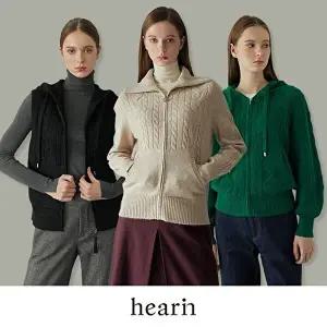 [헤아린]케이블 니트 집업 재킷 3종세트