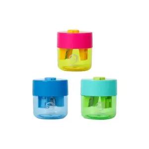 델리 2홀 연필깎이 네온 색상랜덤 EH558) 자재