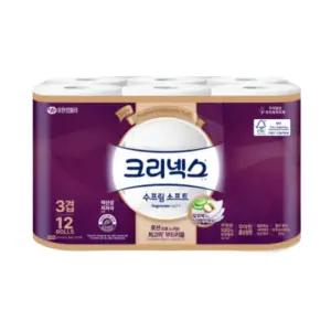 크리넥스 3겹 수프림소프트, 27m, 12롤, 1개