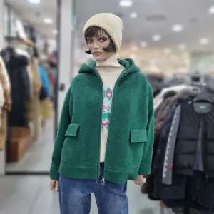 베네통/애플아울렛/백 니트 배색 페리어 후드 코트/BACTA6561