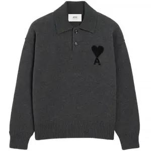 [엘원] 25FW 아미 빅하트 카라 울 니트 UPL409 018 504 GREY BLACK