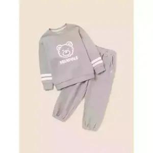 빈폴 키즈 곰돌이 자수 긴소매 & 긴바지 2PCS 상하 세트 그레이 (BI5X41U043) FE5267308-E2B