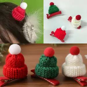 미니 산타 인형 모자 니트 머리핀 산타모자 루돌프 크리스마스 선물 손가락 트리 장식