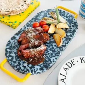 짐샌더슨 테라조 컬러 커팅보드 OVAL 컬러도마 플레이팅 손잡이 도마