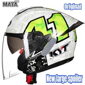 바이크 오토바이 반모헬맷 KYT RA FJ 헬멧 더블 렌즈 여름 3/4 오픈 페이스 모토 눈부심 방지 Kask 전기 Mo