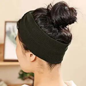 리본 골지 헤어밴드 카키 여성 부드러운