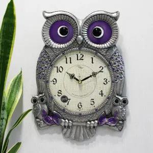 무소음 재물 대형 부엉이 주석도금 주물 벽시계 HCA-626S