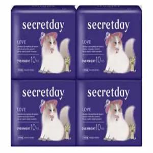 [시크릿데이] 러브 생리대 날개형 오버나이트 4팩 10P 국내제조