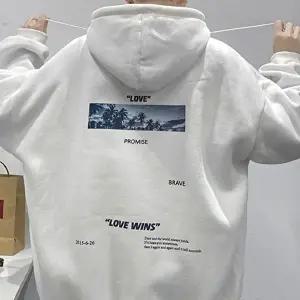 [모로엠]겨울용 남성 루즈핏 흰색 기모 후드티 ON-TSA-QWFFNYA8