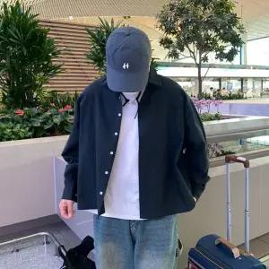 크롭 옥스포드셔츠 오버핏 면셔츠 가을 긴팔 흰색 블랙 대학생 여행 크롭 면남방 5color