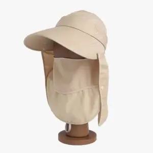 햇빛차단 완전무장 분리형 베이지 돌돌이 썬캡 모자