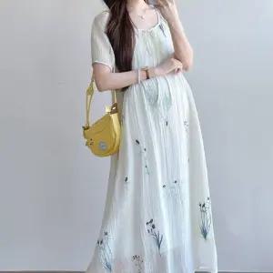 여름 임산부 자수 원피스 임부복 편한 착용감 캐주얼 드레스