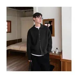 남성 스웨터 칼라넥 니트 다홍색 가디건 가을 겨울 축제 카디건 터틀넥 본명년 MF4