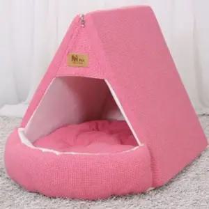 강아지 텐트 하우스 애견 방석 쿠션 매트 핑크색 집 (WFK6NAT)