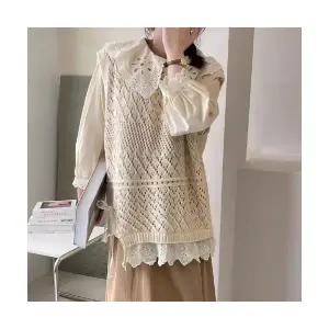 여성 겨울 가디건 프렌치 자수 배색 니트 카디건 가을 슬림핏 탑 MODU4