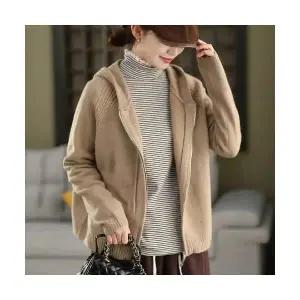 여자 후드 가디건 카디건 겨울 도톰 스웨터 기모 양두 집업 니트 아우터 ST4