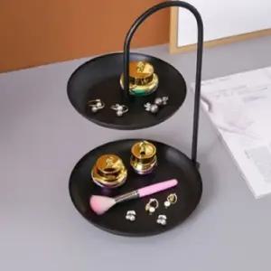 고품질 다용도 인테리어 2단 트레이 선반 장식장 블랙 (WFK6I13)