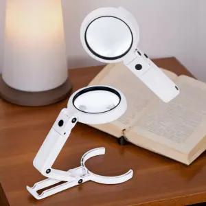탁상형 다용도 돋보기 8LED 독서용 핸드돋보기 다용도돋보기 탁상형 핸드