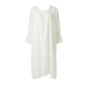 [비너스] 순면 로맨틱 화이트 펀칭 잠옷 원피스 [VGNA209A]