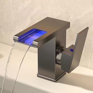 라포식  구리 LED 조명 폭포   물과 차가운 물 수도꼭지 카운터 위의 분지 가정용