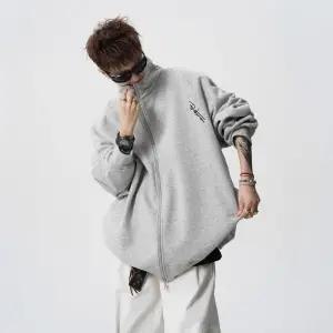 남자 맨투맨 그레이 가디건 겨울 자수 기모 아우터 빈티지 캐주얼 재킷 원픽4