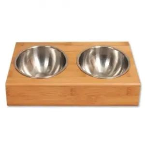 고품질 애완동물 식기 대나무 원목 경사형 애견 식탁 쾌적한 급식기 (WFK6O2K)