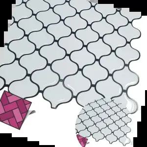 DIY타일 월타일스티커 511 흰색 다마스크무늬 포인트타일