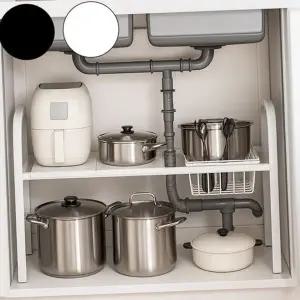 주방 하부장 선반 다용도 틈새 조절형 싱크대 하부 선반 냄비 정리 정리대 철제 조리 도구