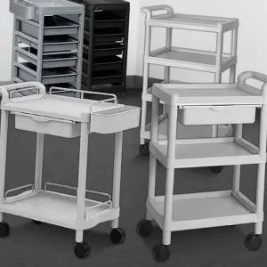 주방 이동식 웨건 다용도 업소용 서빙 식당 이동식 카트 3단 소음방지 플라스틱 운반용 바퀴형 손잡이