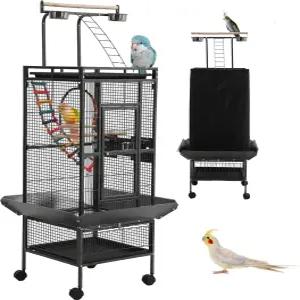 잉꼬 대형 새 우리 앵무새 장난감을 가진 코카티엘 새장 밤 커버 스커트 씨앗 캐처 코누어 카나리아 핀치