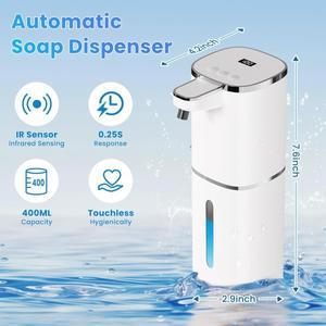 라포식 자동 비누 디스펜서 터치리스 USB 충전식 6단계 조절  볼륨 주방 욕실용 벽걸이형