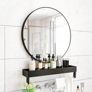 라포식 40/50/60/70cm 금속 Fram 라운드 블랙/골든 메이크업 목욕 거울 선반 벽 마운트 욕실 호텔 화장실