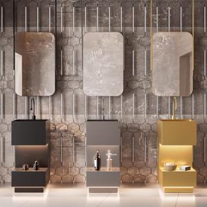 라포식 고급 스테인리스 스틸 받침대 일체형 바닥 설치 세면대 가정용 욕실 액세서리 유럽식 사각형