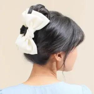 엔젤슈슈실크왕리본집게핀(아이보리)헤어삔 리본집게핀 국산집게핀