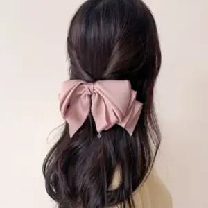 엔젤슈슈실크겹날개큐빅헤어핀(베이지)왕리본핀 리본자동헤어핀