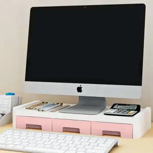 모니터받침대 1단 모니터 선반 서랍형 모니터거치대 화이트모니터받침대